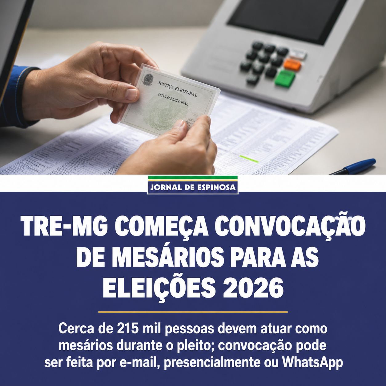 TRE-MG começa convocação de mesários para as Eleições 2026
